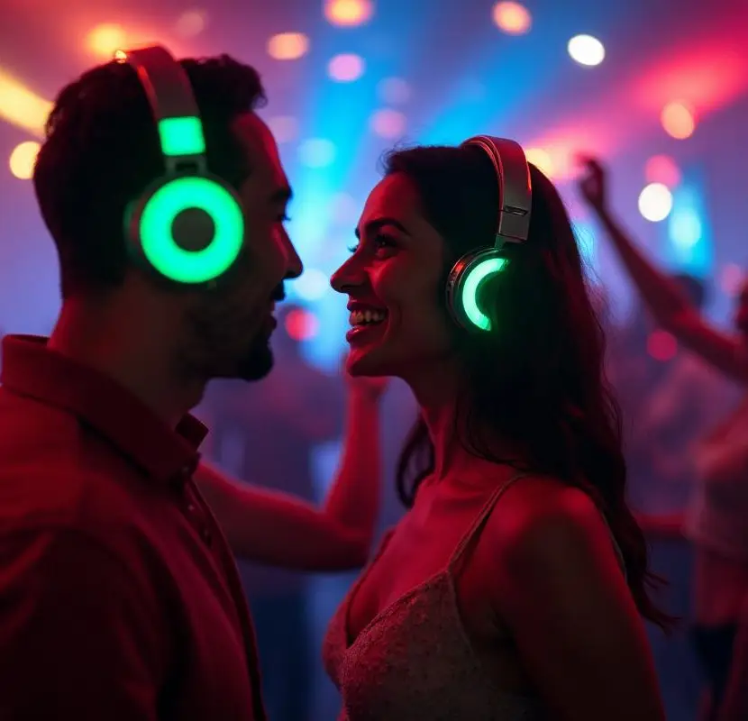 Silent disco party headsets